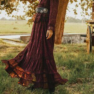 NWT Double D Ranch Petticoats on the Prairie Skirt Merlot Medium